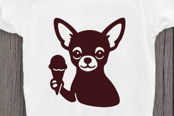 Chihuahua Holding Ice Cream SVG Clipart