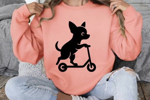 Chihuahua Riding Scooter SVG Clipart PNG