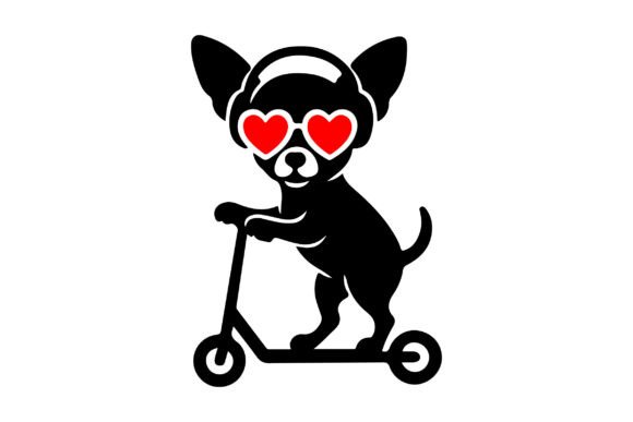 Chihuahua Riding Scooter SVG Silhouette