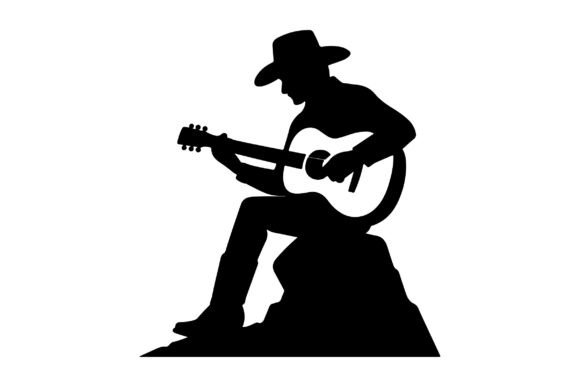 Cowboy Playing Guitar Silhouette Vector Review