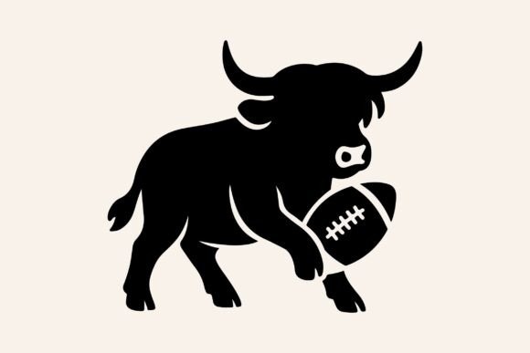 Highland Cow Playing American Football