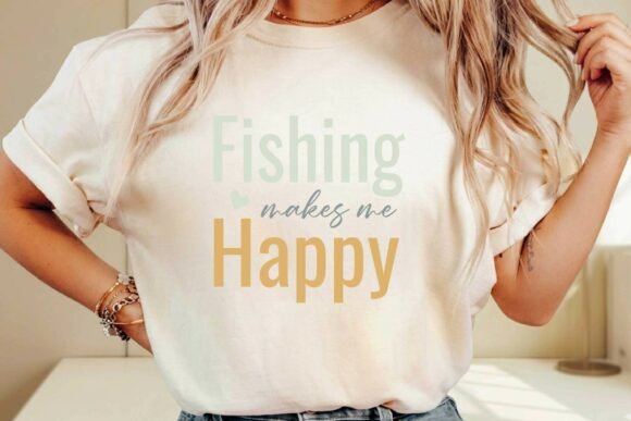 Retro Fishing Makes Me Happy SVG T-shirt