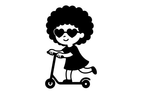 Review: Cute Child Girl Riding Scooter SVG PNG