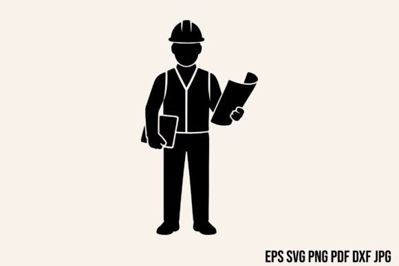 Reviewing Civil Engineer Clipart Silhouette Vector